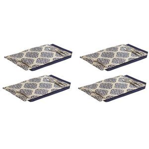 Navy Mandarin Floral on White Placemats Kitchen Dining Room Set of 4